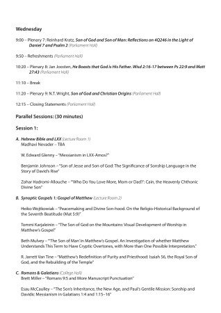 Divine Sonship 2016 Schedule 2