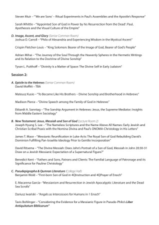 Divine Sonship 2016 Schedule 3